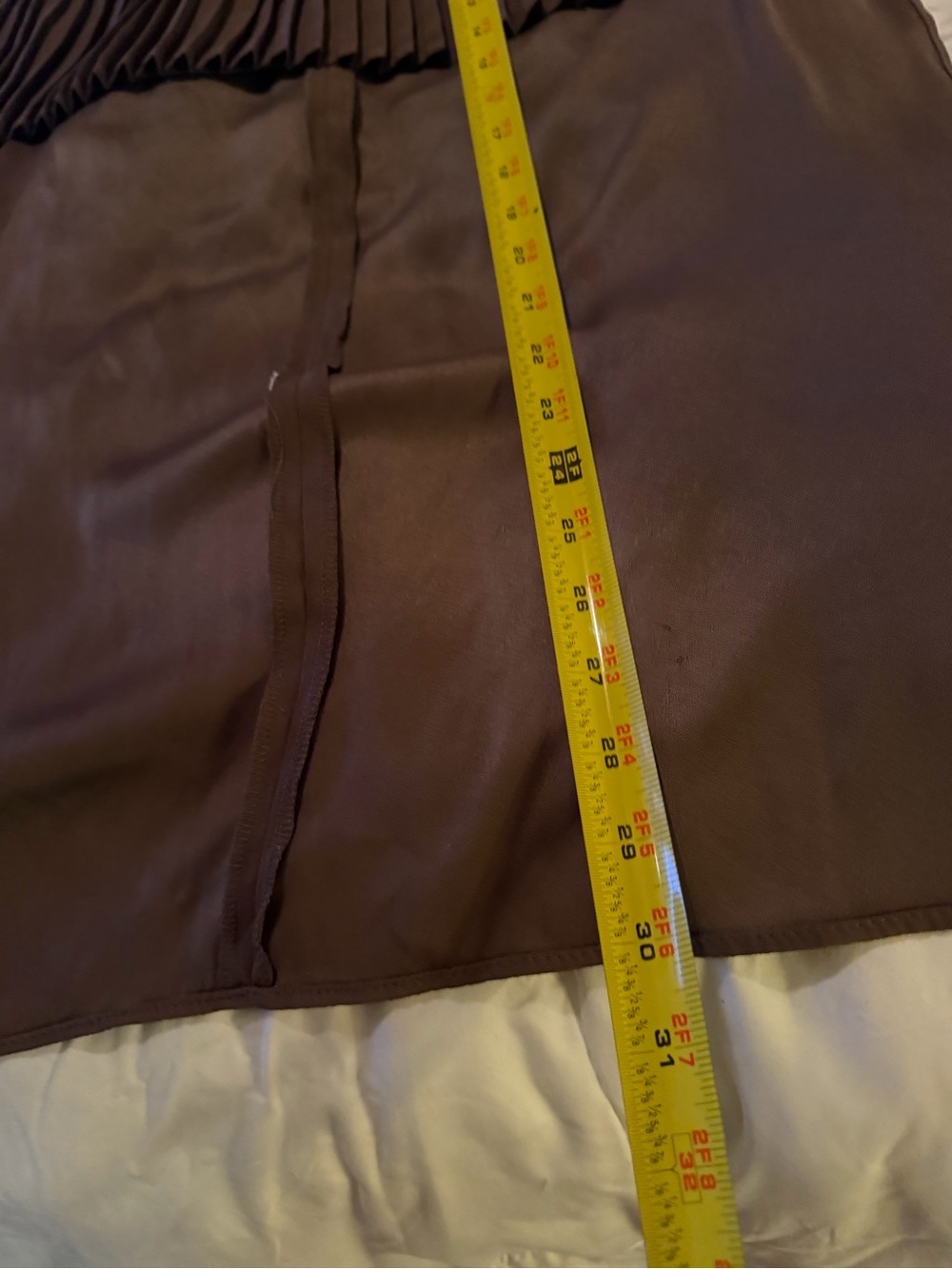 Zara Brown Pleated Overlay hi low Skirt - Picture 5 of 6